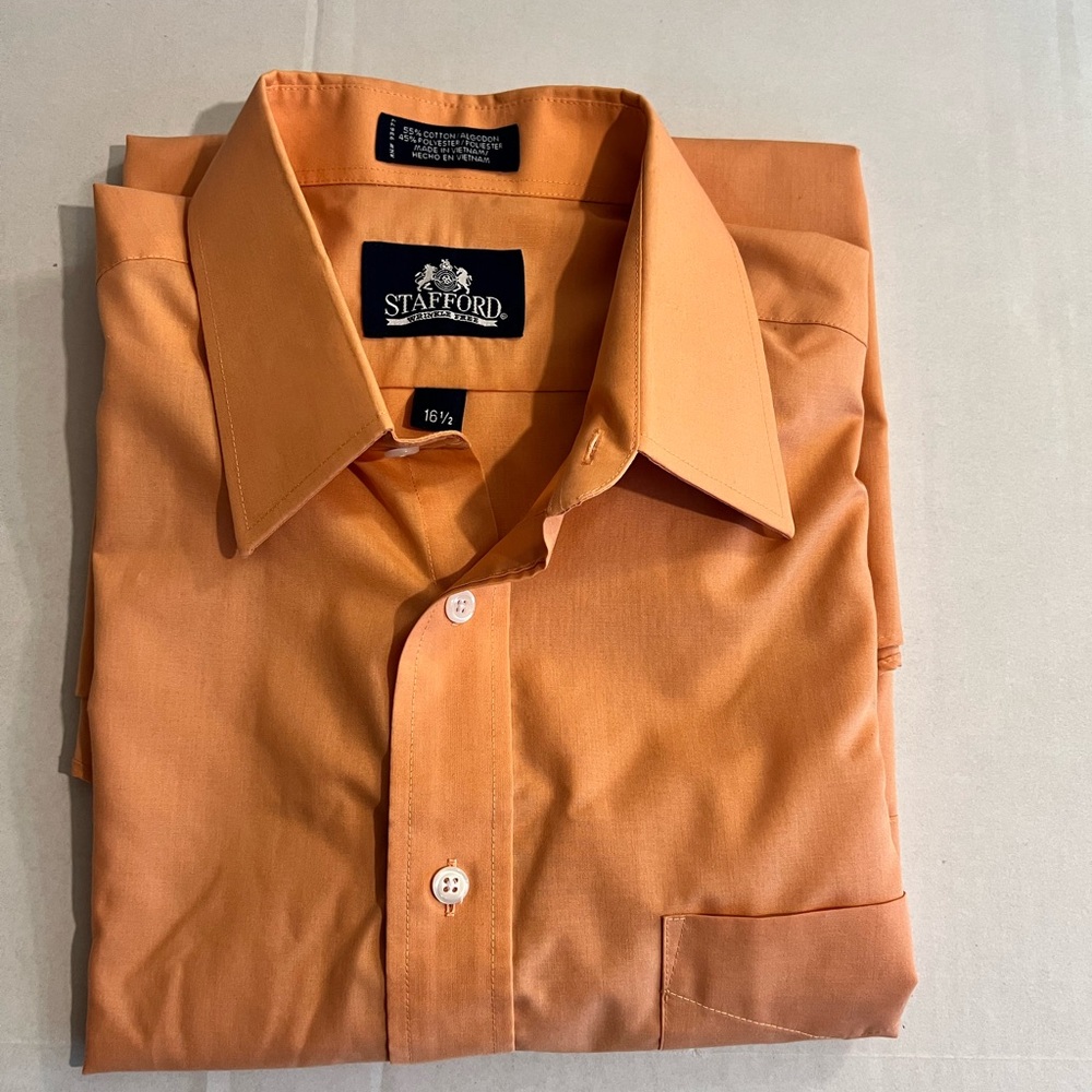 Stafford Men's Vibrant Orange Dress Shirt